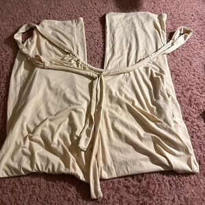 Cream Jumpsuit with Tie Waist